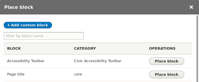 Place block for Civic Accessibility Toolbar