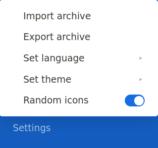 Focalboard settings menu