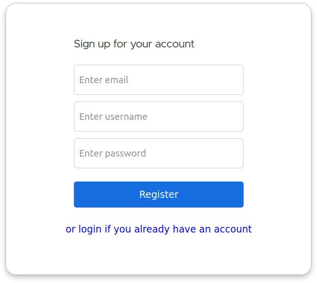 Focalboard "Sign up for your account" page