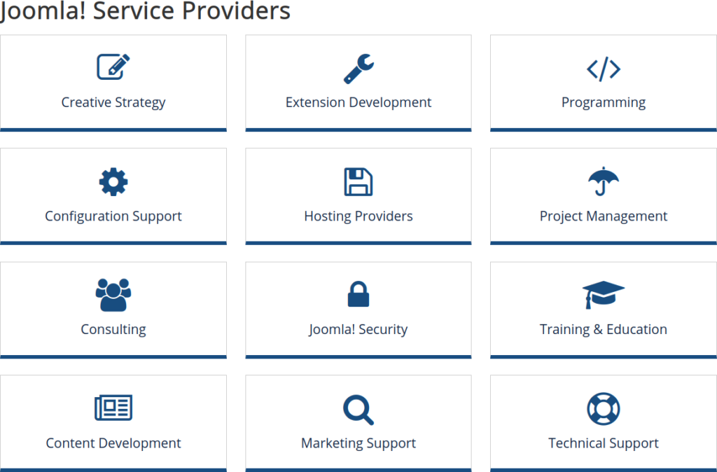 Joomla! service providers page