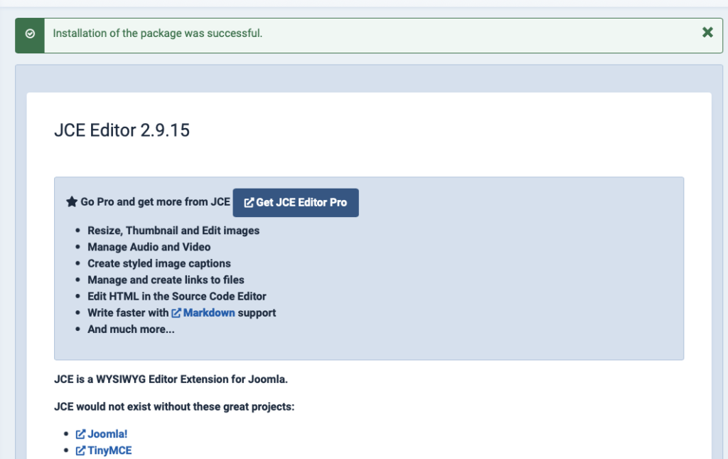 The Joomla 4 JCE Extension InMotion Hosting