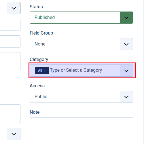 Select optional category