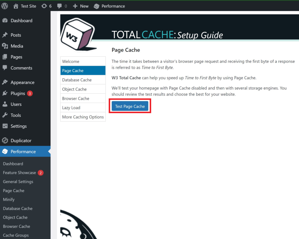 The first setting you will be prompted to set within your W3 Total Cache settings is the page cache storage engine. 