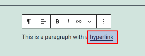 Underlined text with active hyperlink