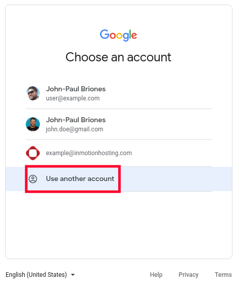 Use Another Google Account