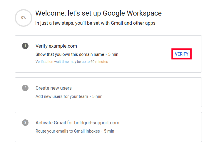 Verify Google Workspace