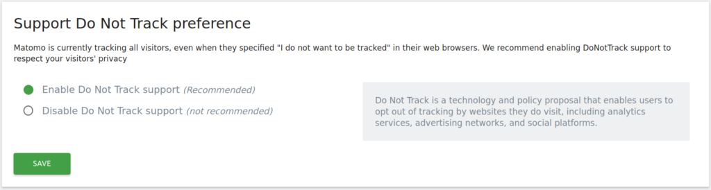Matomo Support Do Not Track preference