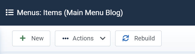 Menu actions toolbar