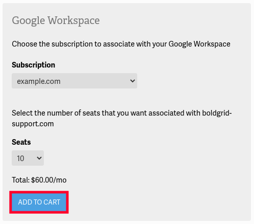 Add Google Workspace to Cart