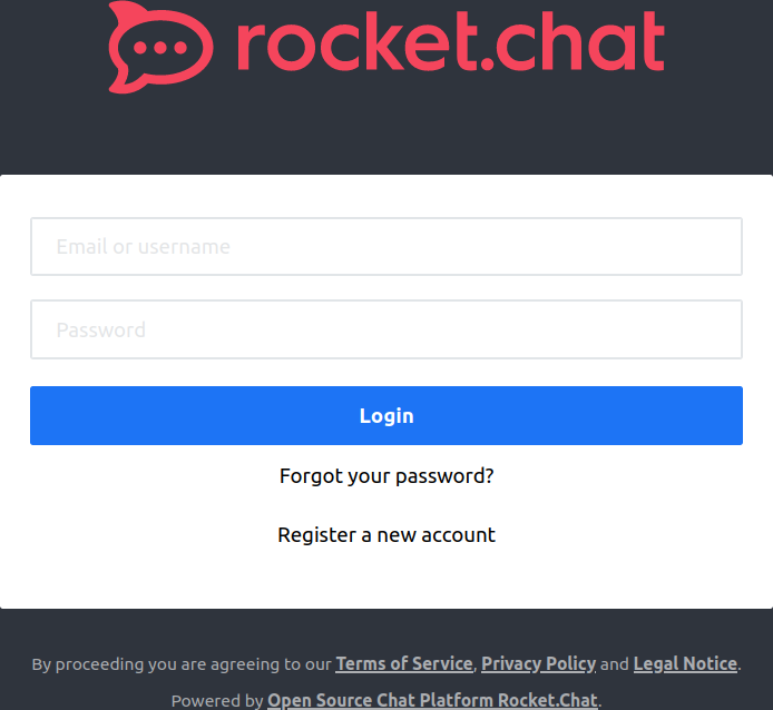 Rocket.Chat login page