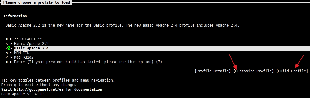 Customize and Build Apache Profile