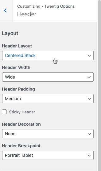 Header options with Twentig (part 1)