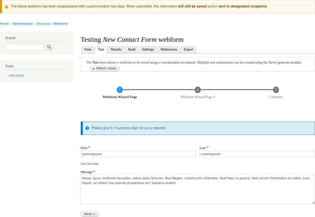 Testing a Drupal Webform