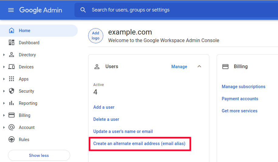 Setup Up Email Alias in Google Workspace