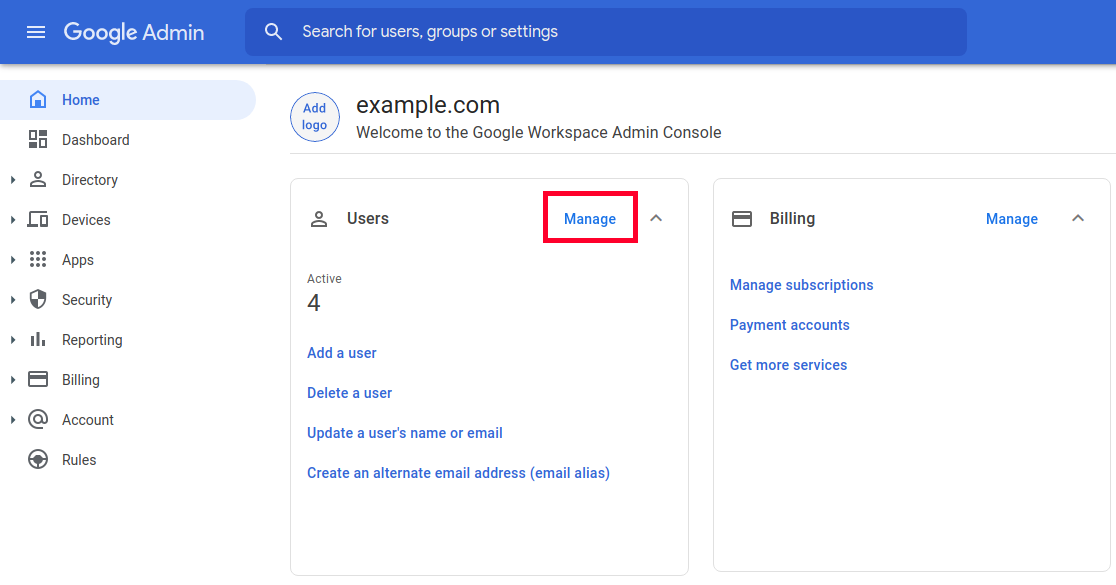 Manage Google Workspace Users