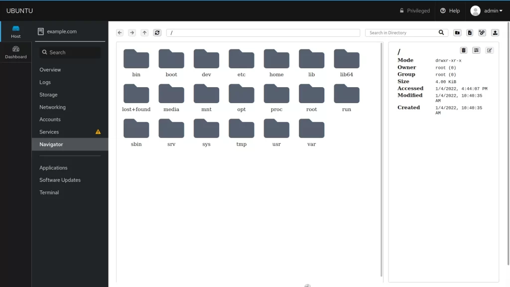 Cockpit file manager (Navigator)