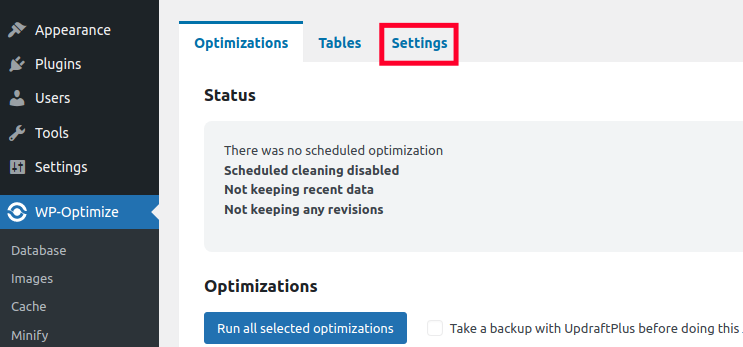 WP-Optimize-Settings