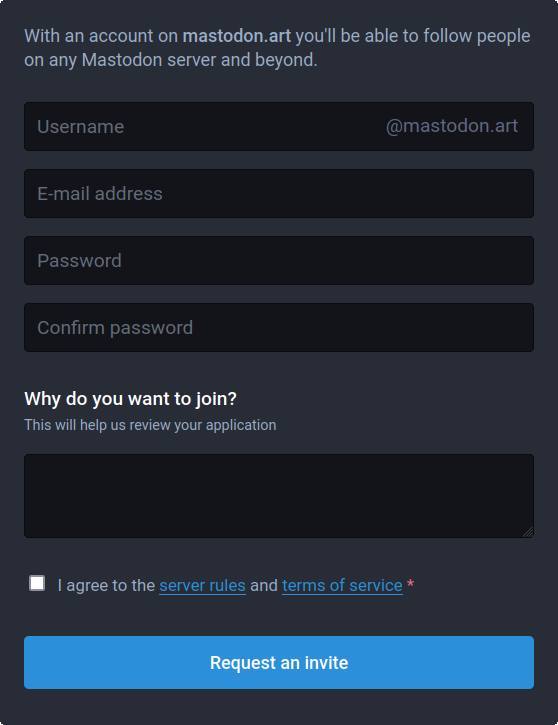 Request a Mastodon Account on Mastodon.art