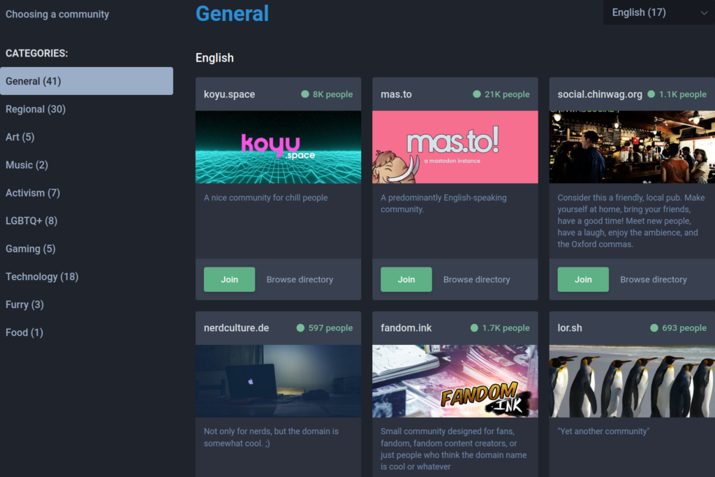 General Mastodon communities