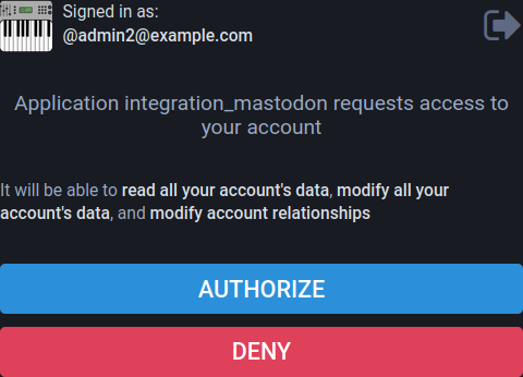 Authorize Mastodon integration