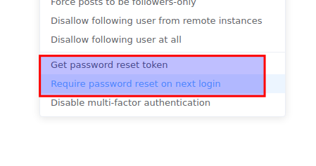 Password reset actions