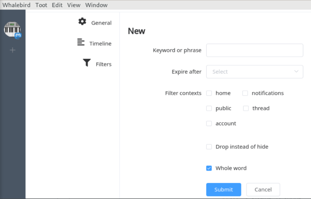 Whalebird timeline settings