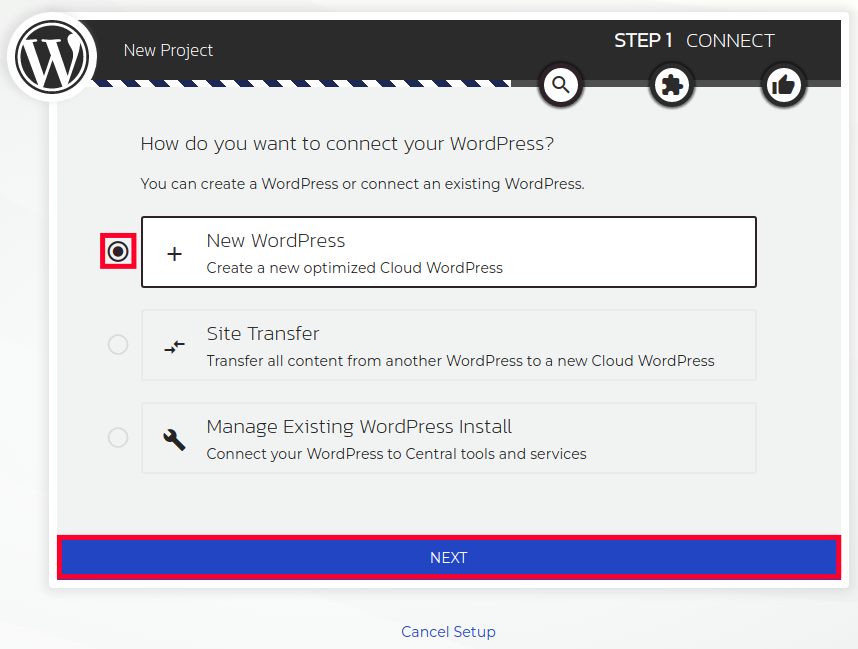 Creating a New Project With InMotion Central