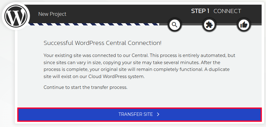 Transfer WordPress Site Into a New Project