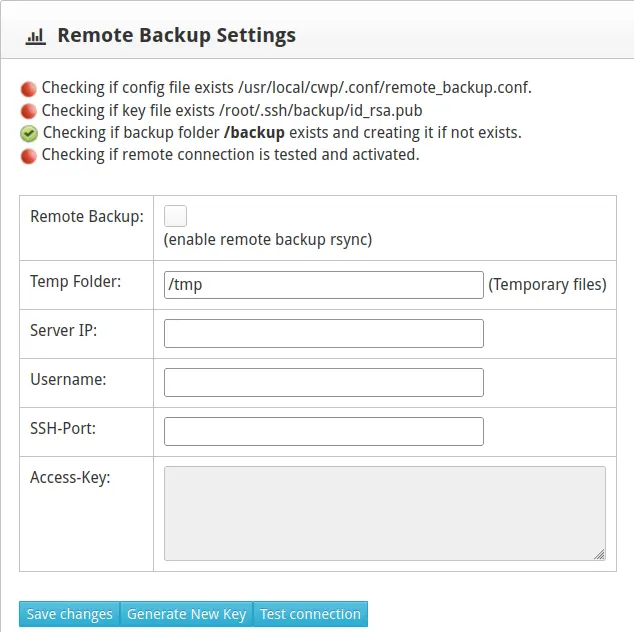 CWP Remote Backup Settings