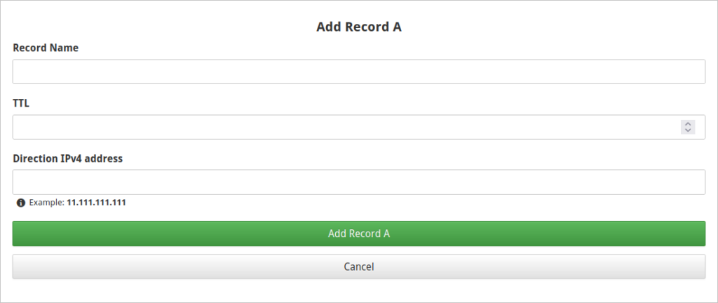 Add an A record in Control Web Panel (CWP)