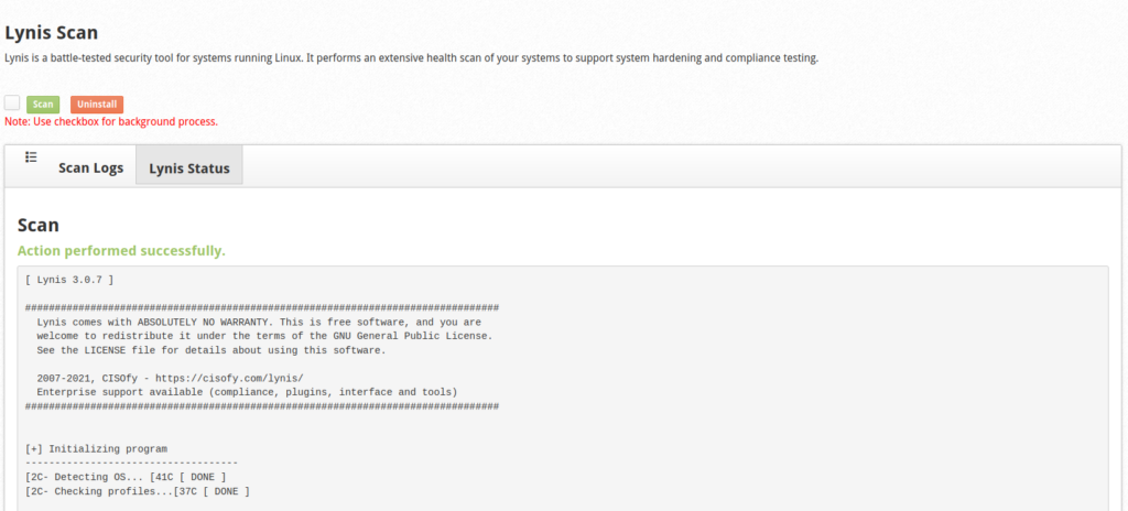 CWP Lynis Scan plugin