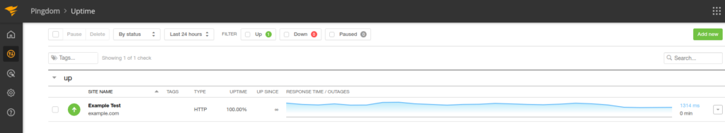 View of Uptime Robot Monitoring Tool