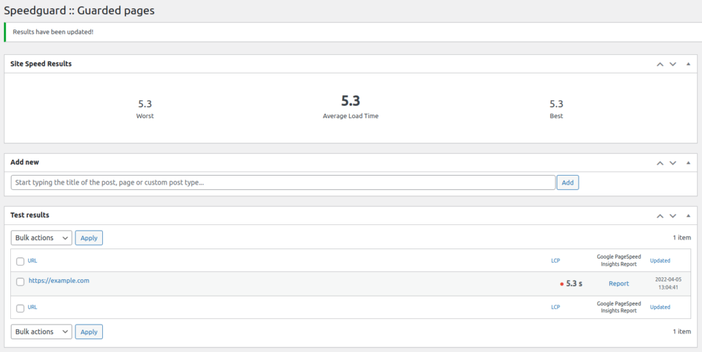 View of SpeedGuard Website Monitoring Tool
