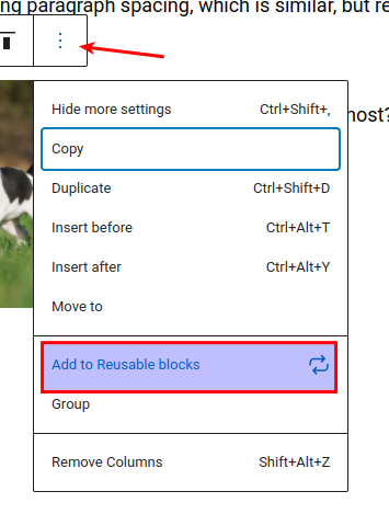 Add to reusable blocks