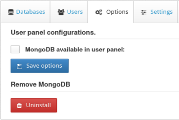 MongoDB available in user panel checkbox