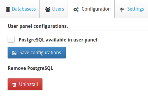 Enable PostgreSQL in User Panels