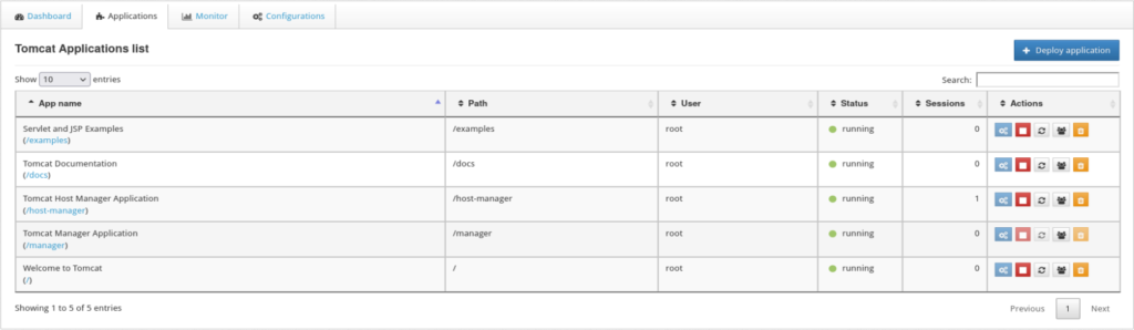 Tomcat applications in Control Web Panel (CWP)