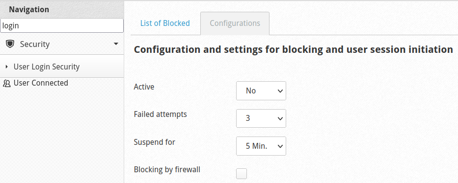 CWP User Login Security configuration