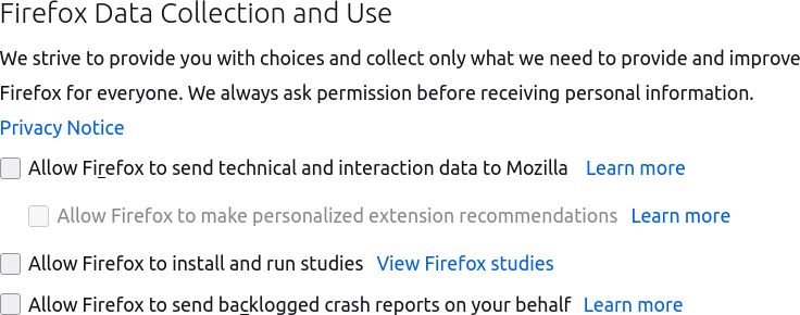 Firefox Data Collection and Use