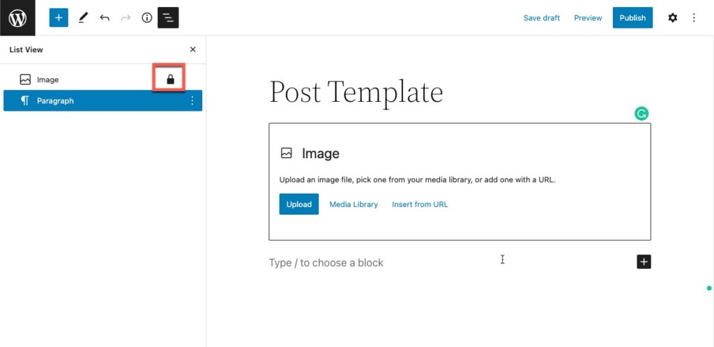 Example of locked block