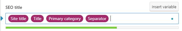 To insert a variable in your meta description, click Insert variable and choose which variable you would like to use. 