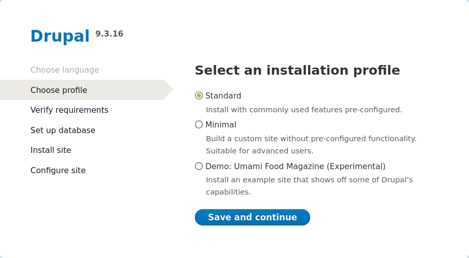 Drupal installation profile options