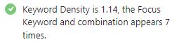 To get the highest score on your keyword density test, you will need to keep your keyword density between 1-1.5%. 