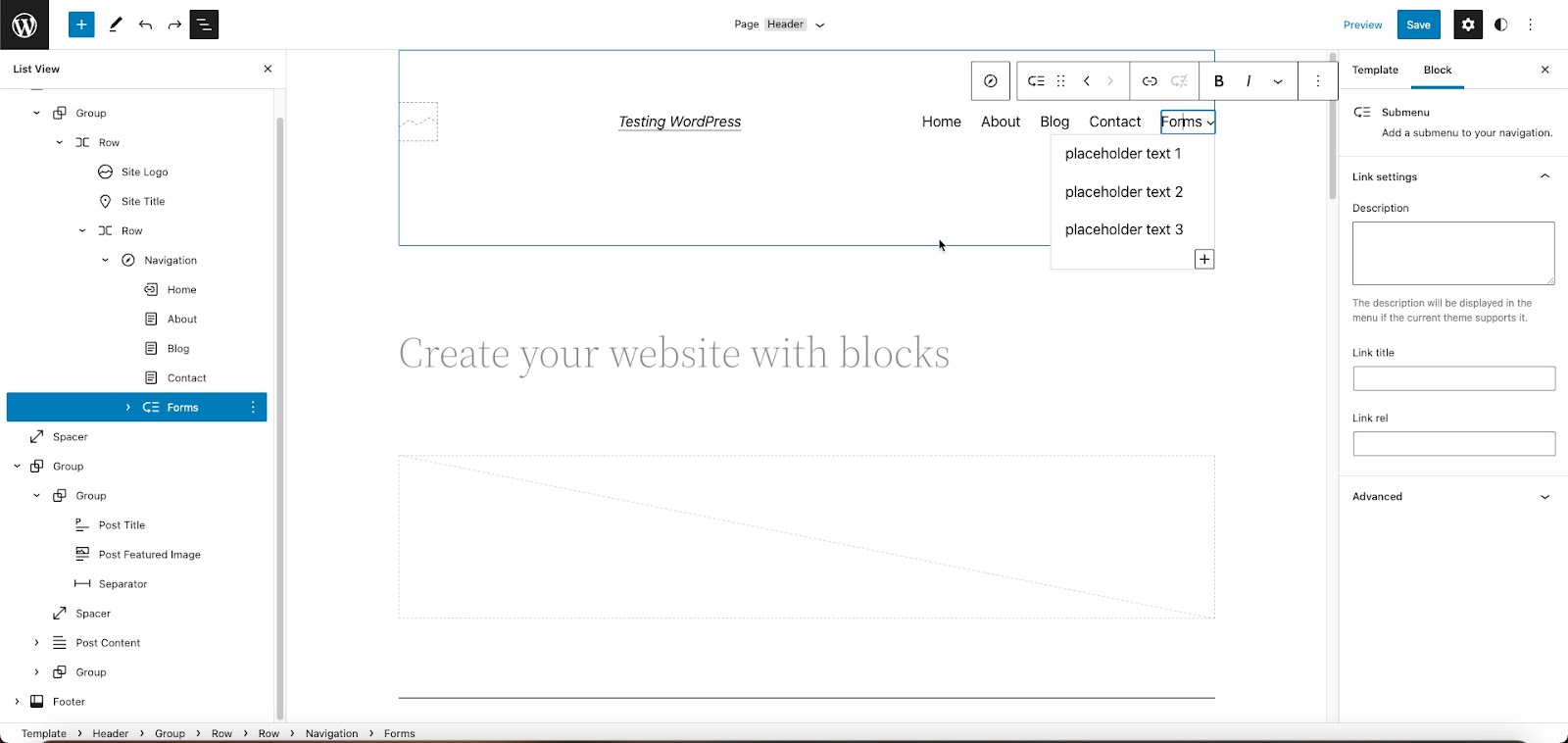 Creating Submenus Using the WordPress FSE InMotion Hosting