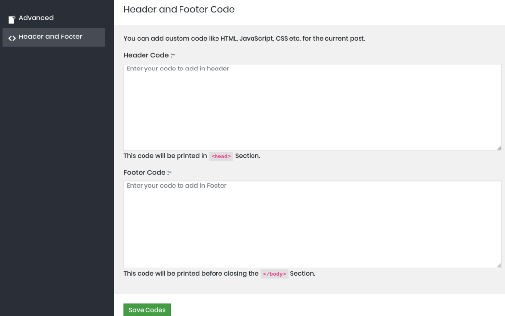 SitePad Header and Footer section