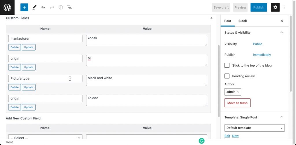 Custom field examples