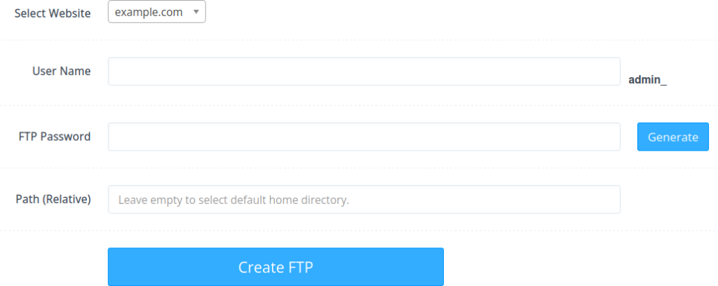 Create CyberPanel FTP account