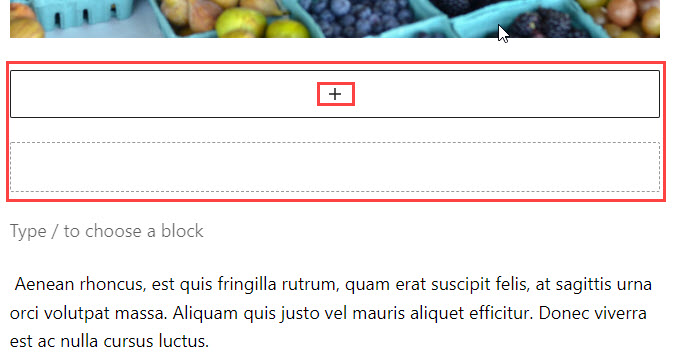 Empty stack block - click on + sign