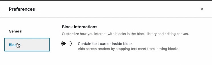 Site Editor - blocks option