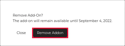 Addon Removal Confirmation